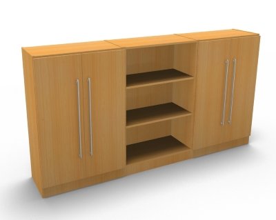 Büro Schrankwand Multi 1 240 cm breit Buche