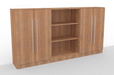 Büro Schrankwand Multi 1 240 cm breit Nussbaum