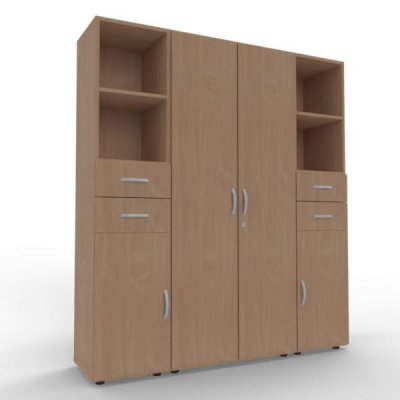 Büroschrankwand M15 160 cm breit Buche