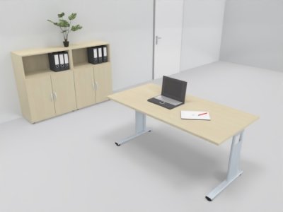 Büromöbel-Set GB2 Komplettbüro 3teilig Schreibtisch und Büroschränke Ahorn