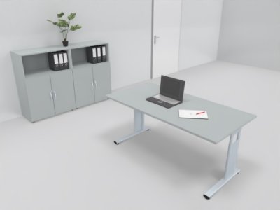 Büromöbel-Set GB2 Komplettbüro 3teilig Schreibtisch und Büroschränke Lichtgrau
