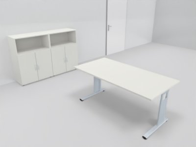 Büromöbel-Set GB2 Komplettbüro 3teilig Schreibtisch und Büroschränke Weiß