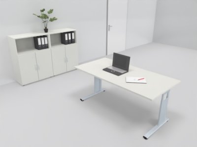 Büromöbel-Set GB2 Komplettbüro 3teilig Schreibtisch und Büroschränke Weiß