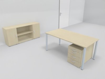 Büromöbel-Set GB5 Komplettbüro 5-teilig Schreibtisch, Rollcontainer, Sideboard Dekor Ahorn