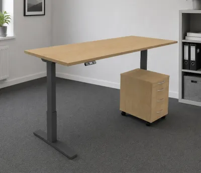 Büromöbel Set RMK1 elektrisch höhenverstellbarer Schreibtisch mit Rollcontainer