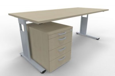 Büromöbelset MSR1 Schreibtisch mit Rollcontainer Ahorn