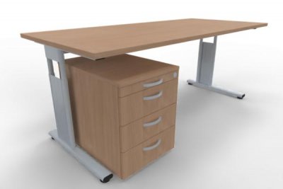 Büromöbelset MSR1 Schreibtisch mit Rollcontainer Buche
