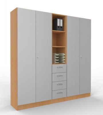 Büroschrankwand Klassik K11 Buche-Silber