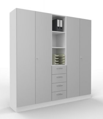 Büroschrankwand Klassik K11 Weiss-Silber