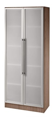 Büroschrank Aktenschrank Multi mit Glastüren Nussbaum