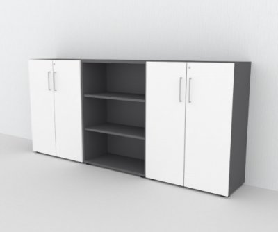 Büro Schrankwand VH93 Grafit-Weiss