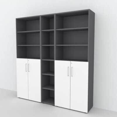 Büro Schrankwand VH95 Grafit-Weiss
