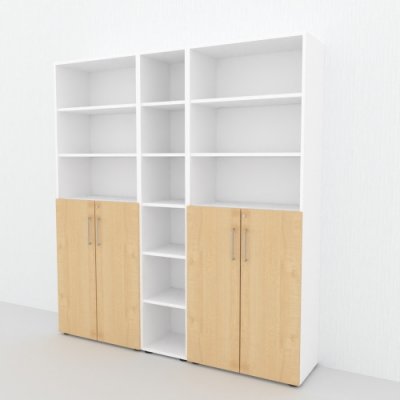 Büro Schrankwand VH95 Weiss-Ahorn