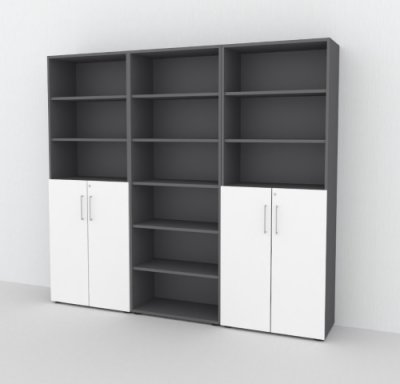 Büro Schrankwand VH96 Grafit-Weiss