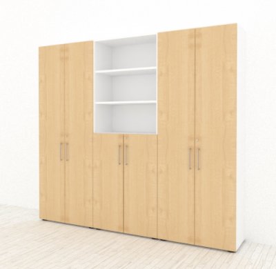 Büro Schrankwand VH98 Weiss-Asteiche
