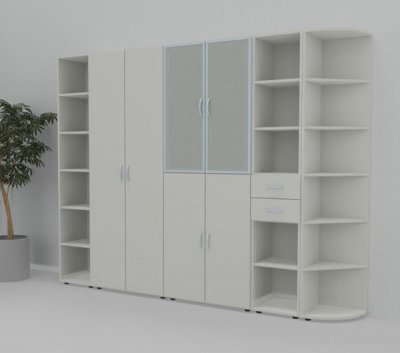 Büro Schrankwand 521 Weiss