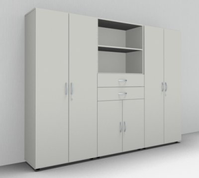 Büroschrankwand 240 cm breit 868 Mega Weiss