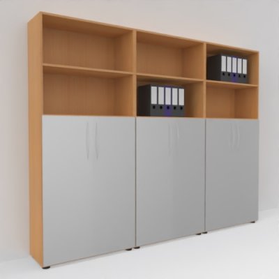 Büro-Schrankwand Basis K10 Buche-Silber
