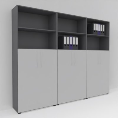Büro-Schrankwand Basis K10 Grafit-Lichtgrau