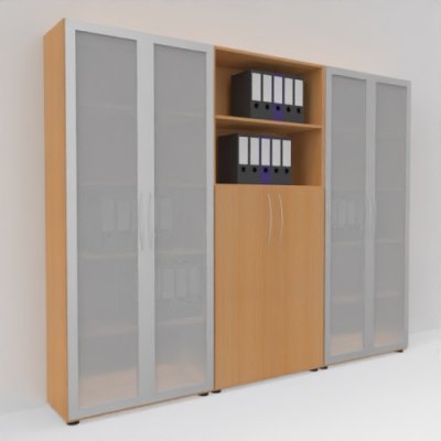 Büro Schrankwand Basis K9 Buche