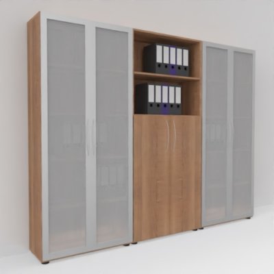 Büro Schrankwand Basis K9 Nussbaum