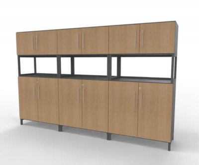 Büro-Schrankwand FIX2 Grafit-Eiche