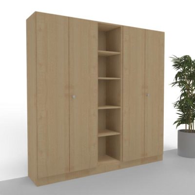 Büroschrankwand 200 cm breit Klassik 12 Ahorn