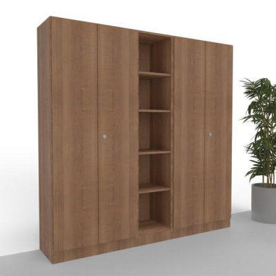 Büroschrankwand 200 cm breit Klassik 12 Nussbaum