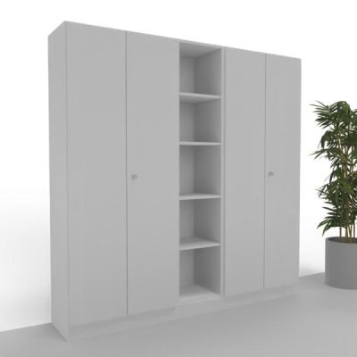Büroschrankwand 200 cm breit Klassik 12 Weiß