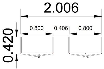 Büroschrankwand 200 cm breit Klassik 12 Zeichnung Stellfläche