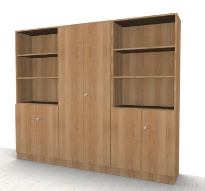 Büro Schrankwand Klassik Kombination 9 Nussbaum
