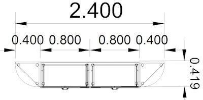Büro Schrankwand M19 Mega 240 cm breit 2 Schränke mit Glastüren und 2 Eckabschlussregale Gesamtbreite Zeichnung