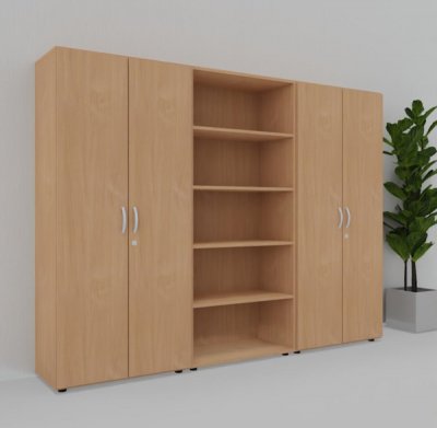 Büroschrankwand 240 cm breit  M58 Buche