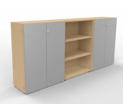 Büro-Schrankwand Master K6 Ahorn-Silber