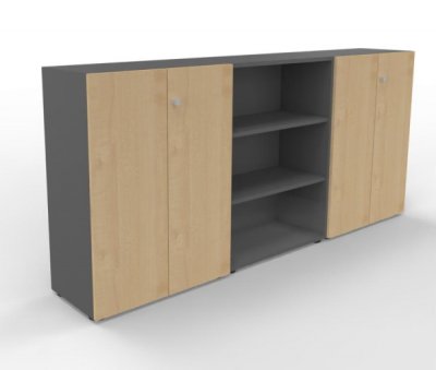Büro-Schrankwand Master K6 Grafit-Ahorn