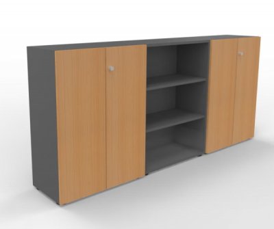 Büro-Schrankwand Master K6 Grafit-Buche