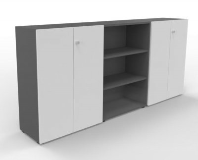 Büro-Schrankwand Master K6 Grafit-Weiss