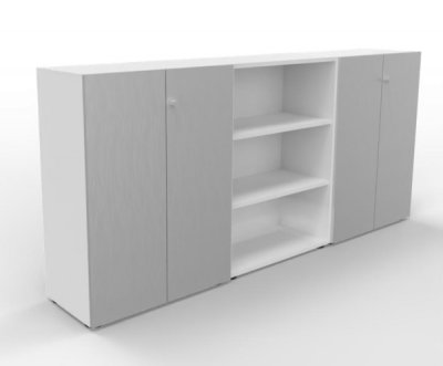 Büro-Schrankwand Master K6 Weiss-Silber