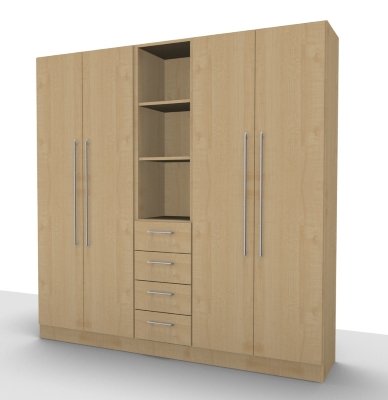 Büro Schrankwand Multi 3 200 cm breit Ahorn