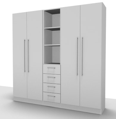 Büro Schrankwand Multi 3 200 cm breit Weiss