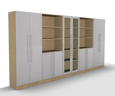 Büro Schrankwand Multi 7 Ahorn/Silber