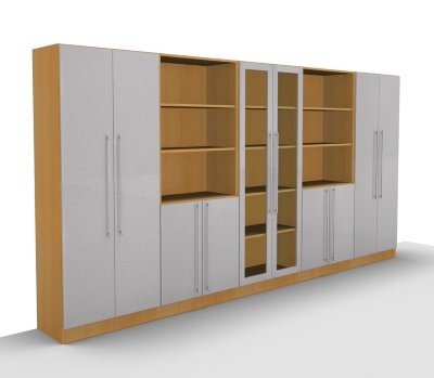 Büro Schrankwand Multi 7 Buche/Silber