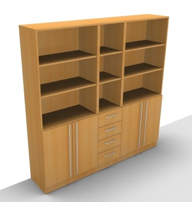 Büro Schrankwand Multi 2 200 cm breit Buche