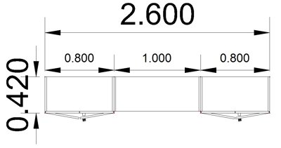 Büro Schrankwand 260 cm breit Klassik 15 Maße Stellfläche