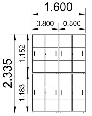 Büroschrankwand ST1 Schiebetürenschränke Gesamtbreite 160 cm Höhe