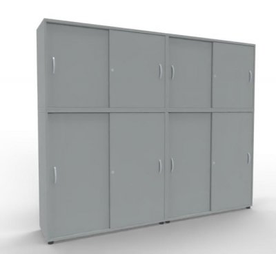 Büroschrankwand ST2 Schiebetürenschränke Gesamthöhe 195 cm Breite 240 cm Lichtgrau