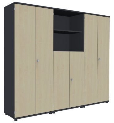 Schrankwand TEN K1 240 cm breit nyxgrau/Ahorn