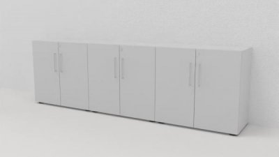 Büroschrankwand VH1 Sideboard 3teilig 2 Ordnerhöhen Lichtgrau