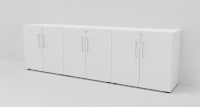 Büroschrankwand VH1 Sideboard 3teilig 2 Ordnerhöhen Weiss