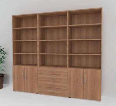 Büro Schrankwand VH10 240 cm breit Nussbaum